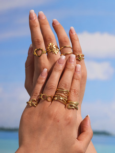 Anelli in Acciaio Inossidabile alla Moda in Diversi Stili, Set di Anelli Delicati Placcati in <span class=keywords><strong>Oro</strong></span> 18K a Forma di Cuore, Gioielli per Dita Antiruggine - Product Image 3