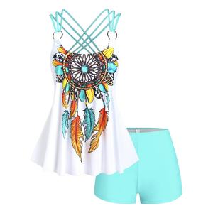 Maillot de bain deux pièces sexy pour femme 2024, jupe de bikini oversize à imprimé floral, tenue de plage - Product Image 3