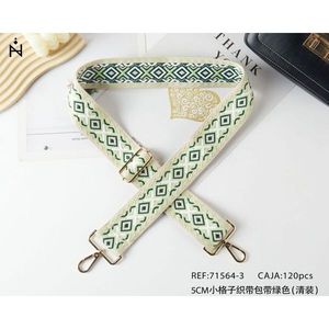 Correa de cincha de 5 cm con estampado a cuadros verde para bolso de mano - Product Image 2