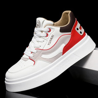 Scarpe da Skateboard Casual Versatili da Uomo in PU Abbinato al Colore, Nuove Collezione Autunno 2026, con Suola Morbida in Gomma per Aumentare l'Altezza