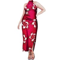Drop Shipping Robe sans manches à imprimé HD Hibiscus personnalisée Pacific Island Art 6XL Robe élégante à épaules dénudées et à col suspendu