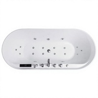 Baignoire autoportante ovale moderne en acrylique pour bain à remous 1,7 m Blanc pur Robinet et drain inclus Drain d'angle Hôtel