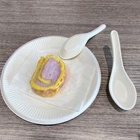 Cuillère à Bagasse asiatique 100%, vaisselle biodégradable, cuillère de service de soupe chinoise jetable pour restaurant