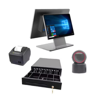 15.6" Aluminum Alloy Dual Screen Touch POS Terminal Cash Register Machine with NFC Wi-Fi 6 Smart Software for Retail Store