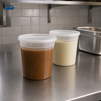 Contenants alimentaires étanches en plastique de 24 oz, directement de l'usine, avec couvercle, imprimés sur mesure pour salades et soupes de traiteur