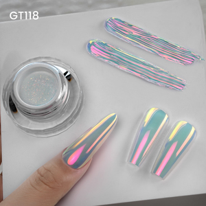 Poudre à ongles chromée YOKEFELLOW GleamTap 0,3g pot GT118 Vert Bleu avec effet aurore rose corail pour la décoration des ongles - Product Image 2