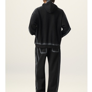 Sudadera con Capucha Personalizada con Logotipo para Hombre, Diseño Negro, Tejido Grueso de 500 g/m², 100% Algodón, Forro Polar Grueso, Corte Regular y Holgado, para Otoño - Product Image 3