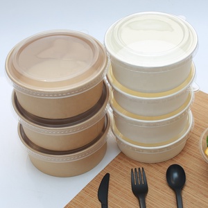 Giá rẻ nhất dùng một lần lấy đi Nâu giấy kraft Rau Bát <span class=keywords><strong>salad</strong></span> với Pet Nắp - Product Image 3