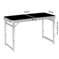 Tables pliantes légères en alliage d'aluminium réglables 80x50cm pour pique-nique, camping et utilisation en extérieur avec sac de transport portable
