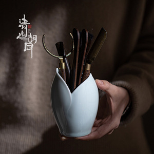 Juego de Utensilios de Cerámica Yingqing para Ceremonia del Té de Loto, Seis Caballeros, 6 Piezas, Utensilios de Té Kung Fu con Cuchara, Cepillo, Pinzas, Aguja - Product Image 3