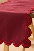 Nappe de table en lin moderne écologique, serviette de table personnalisable, broderie double ligne, motif matelassé, durable et lavable