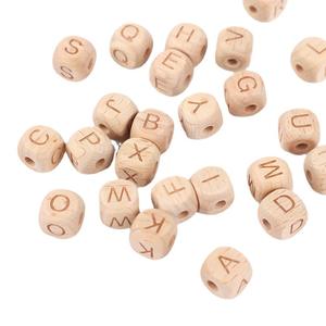 12mm Holz perlen Big Hole Holz Alphabet Schmuck Zubehör quadratische Perlen mit großem Loch - Product Image 5