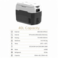 Réfrigérateur-congélateur portable pour voiture 40L -20°C ℃   Réfrigérateur à double usage DC12V 24V AC avec LED USB pour le camping, les camping-cars, les camions et l'extérieur