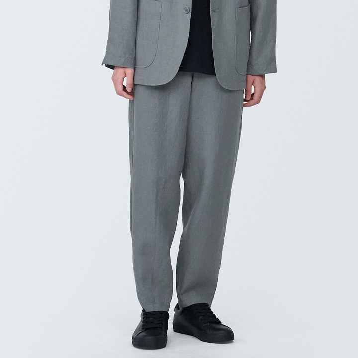 Customizable Logo Linen Tapered Pants Anti-Wrinkle Man Trousers with Zipper Decorations XL Size Woven 100% Linen Cargo Truss