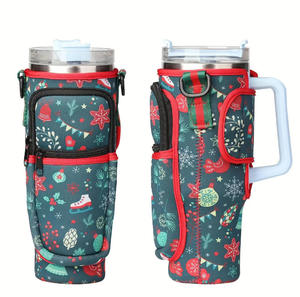 40 Oz Neopreen Luxe Waterfles Mokhouder Hoes Drinkbeker Tuimelaar Sling Drager Met Sleutelhaak Lus Telefoonzakje - Product Image 4