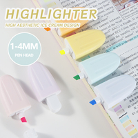 Kit de surligneurs miniatures design crème glacée, stylos de marquage colorés et doux pour les yeux, pour journalisation, prise de notes, fournitures scolaires