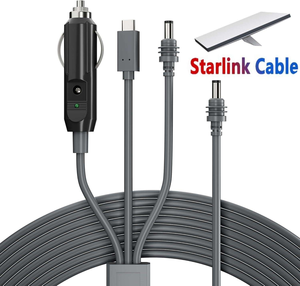 Câble d'alimentation USB DC 3-en-1 étanche pour chargeur Starlink Mini, charge rapide 5A DC-DC, conducteur nickel 18AWG, gaine 2/3m - Product Image 1