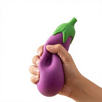 Jouet à presser en TPR en forme d'aubergine géante, fruits et légumes, à remontée lente, jouets sensoriels anti-stress pour enfants
