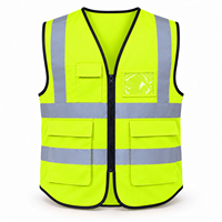 Gilet de sécurité réfléchissant robuste 110 GSM personnalisé à faible MOQ, haute visibilité, 5 couleurs en stock, multi-poches, vêtements de travail ANSI