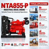 Moteur diesel industriel CUMMINS NTA855-P Série 300-500HP 1500-2100RPM pour pompe incendie, pompe à eau, drainage d'urgence, OEM