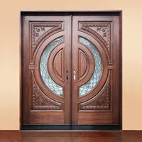 חיצוני שפתוחה כניסת גילוף טיק מוצק עץ דלתות ראשי מותאם אישית כניסה כפול מגולף עץ דלת עיצוב