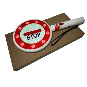 LED lampeggiante materiale ricaricabile PE palmare avviso di arresto del traffico con LED di arresto e freccia segno 19cm x 37cm - Product Image 3