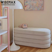 WISEMAX FURNITURE Pouf de loisirs rétro nordique, structure en bois, tissu et éponge, petit canapé, repose-pieds, banc long pour la maison
