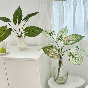 Hoja <span class=keywords><strong>de</strong></span> <span class=keywords><strong>Alocasia</strong></span> Artificial Verde Impresa en 3D, Tela <span class=keywords><strong>de</strong></span> Seda Plástica, Follaje Tropical, Hoja Perenne Moderna <span class=keywords><strong>de</strong></span> Lujo para Decoración del Hogar y Comedor - Product Image 4