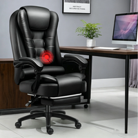 Chaise de bureau ergonomique avec repose-pieds, pivotante, inclinable, avec fonction massage, chaise de patron en cuir, siège de bureau à domicile pour l'étude et l'apprentissage