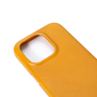 Étui de téléphone en cuir jaune moutarde pour iPhone, texture lisse, coque de protection fine, coque de téléphone de luxe
