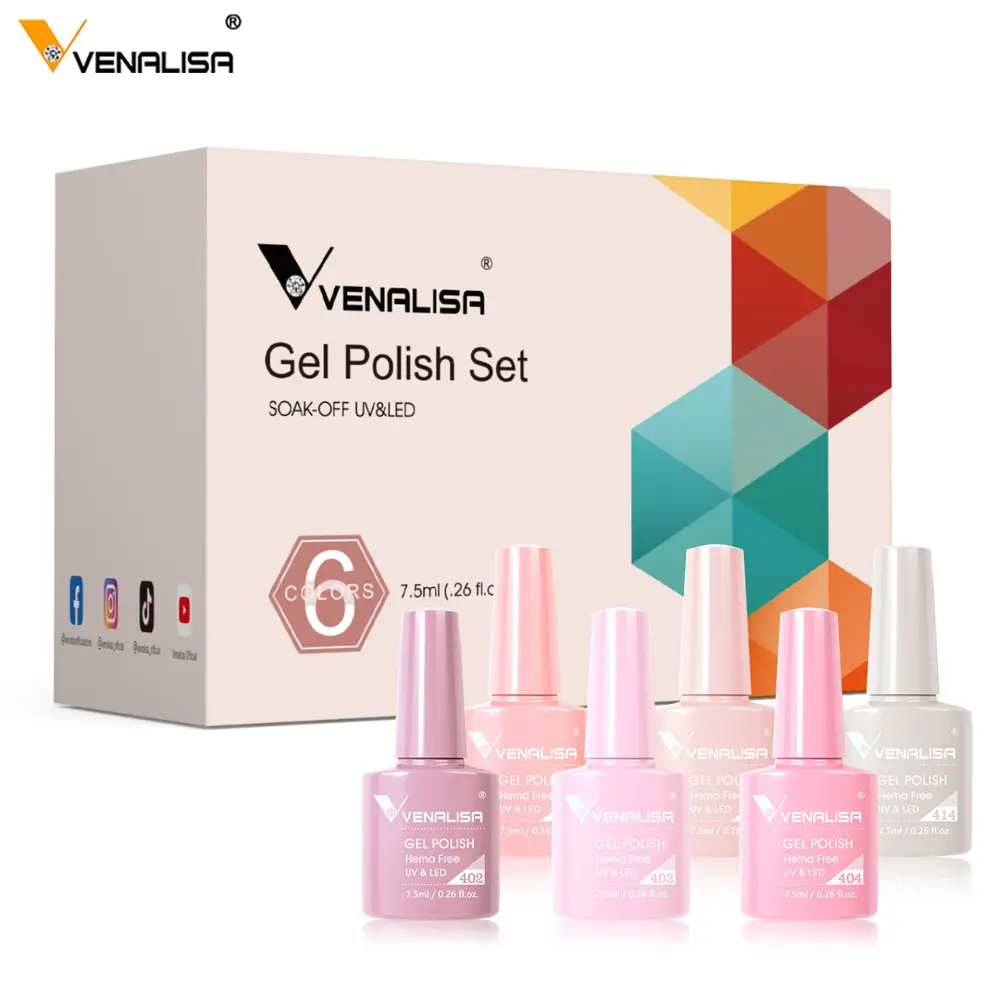 Venalisa 6pcs/lot amazon good quality gel polish kit uv/led soak off nail gel polish kit 7 options 7.5ml factory price