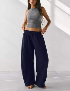 Stock américain <span class=keywords><strong>Pantalon</strong></span> large pour femme <span class=keywords><strong>Pantalon</strong></span> baril <span class=keywords><strong>Taille</strong></span> élastique <span class=keywords><strong>Pantalon</strong></span> baggy surdimensionné <span class=keywords><strong>Pantalon</strong></span> de sol droit <span class=keywords><strong>Taille</strong></span> <span class=keywords><strong>haute</strong></span> - Product Image 3