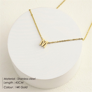 EManco inicial encanto 26 inglés <span class=keywords><strong>letra</strong></span> collar de acero inoxidable DIY alfabeto colgante nombre cadena joyería al por mayor - Product Image 6