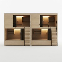 Lit superposé capsule spatiale avec LED et rangement, lit de dortoir moderne en bois pour appartement d'étudiant, hôtel, auberge, taille personnalisée disponible