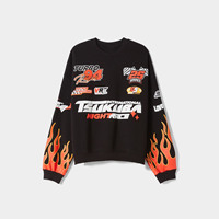 Sweat-shirt de course oversize pour homme, motif course nocturne de Tsukuba, manches flamme, pull turbo, streetwear, vente en gros