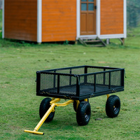 Chariot de chariot de grande capacité robuste avec côtés en maille amovibles Home Farm Yard Garden Steel Mesh Hand Cart Chariots de jardin