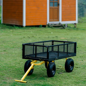 Chariot de chariot de grande capacité robuste avec côtés en maille amovibles Home Farm Yard Garden Steel Mesh Hand Cart Chariots de jardin - Product Image 3