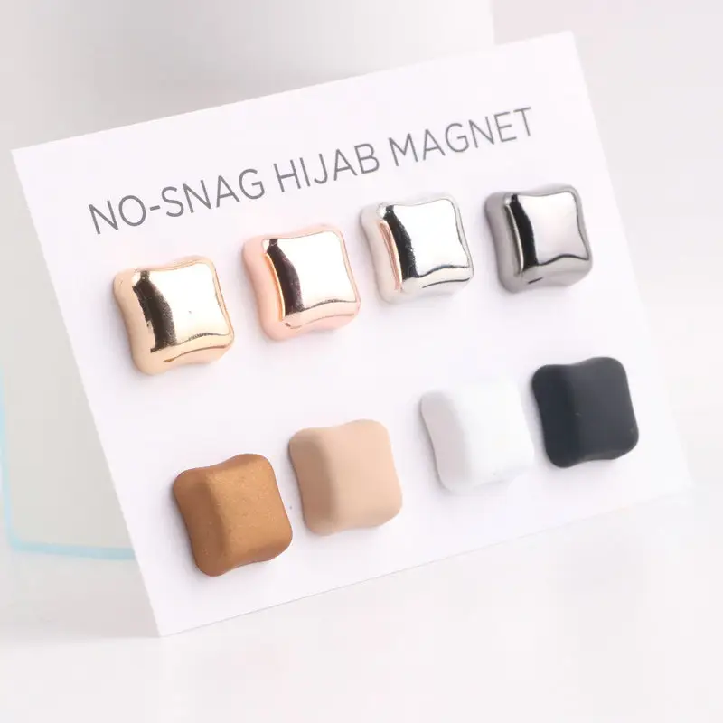 Magnetic Muslim Hijab Lapel Pin Clip Islam Button Gold Hand Made Magnet Brooch