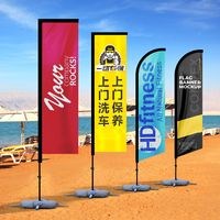 Personnalisable Teardrop Flying Banner Beach Flagpole à vendre pour les portes ouvertes lavage de voiture petit déjeuner déjeuner annonces drapeau de plumes