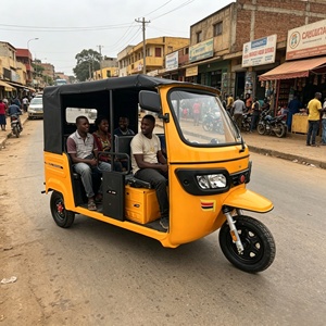 Tricycle électrique à <span class=keywords><strong>3</strong></span> roues avec batterie au lithium, moteur sans balais, cabine fermée, phare LED, 400 kg, prix abordable, 1000 W, 60 V, Nigéria - Product Image 1