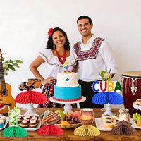 8 Piezas de Centros de Mesa de Panal de Abeja de Cuba, Decoraciones para Mesa de Noche de Habana, para Fiestas de Cumpleaños de Niños y Niñas, Baby Shower
