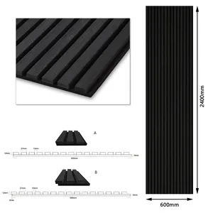 Kasaro Home Decor 2400*600mm Ceiling Wall Soundproof Interior Wall Slat Fluted Panels Laminated Wooden 3d Acoustic Panels