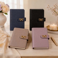 Yihe Wholesale A6 Vegan PU Leather Bow Budget Binder As 6-Ring Cash Stuffing Envelope Organizer Planner for Women