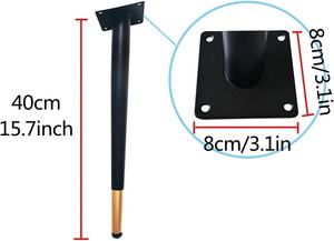 4 piezas oblicuas 40cm/16 pulgadas Metal hierro escritorio silla patas negro y dorado-para sala de estar dormitorio hogar Oficina muebles - Product Image 2