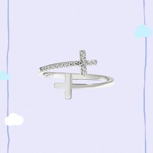 S925スターリングシルバーミニマリストミドルフィンガーリングファッションジュエリー女性ダブルクロスオープンリング - Product Image 5