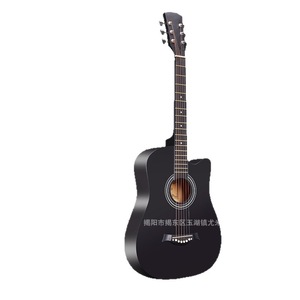 Guitarra Acústica Folk de 38 Pulgadas con Acabado Negro Mate y Accesorios para Principiantes - Product Image 5