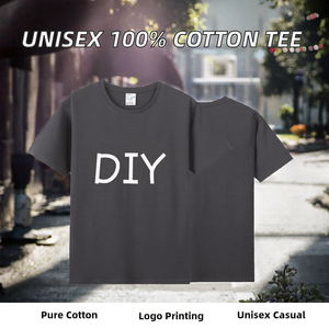 เสื้อยืดคอกลมแขนสั้นผ้าคอตตอนถักแบบยูนิเซ็กซ์ - Product Image 2