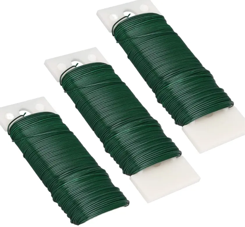 ירוק PVC פלסטיק מצופה מגולוון ברזל גינון חוט עניבת לחמניות עבור צמח קשירת משתמש/פרחוני חוט