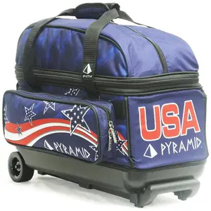 Free Sample Double Roller 2 Ball Bowling Bag With Large Separate Shoe Compartment For Bowling Shoes 600-D Polyester