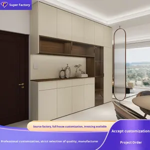 ארון תצוגה מודרני מעץ מלא לסלון, ארון יין, דלתות זכוכית בגובה מלא, גישה נוחה, ריהוט ביתי ידידותי לסביבה - Product Image 5